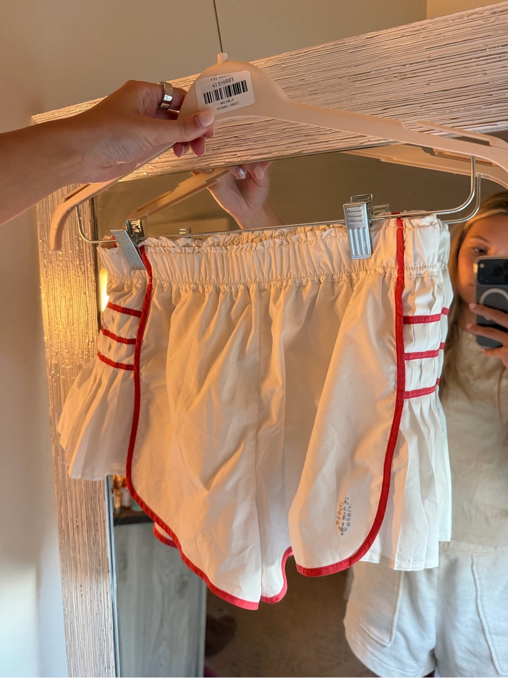 FP Movement by Free People White Athletic Shorts with Red Trim